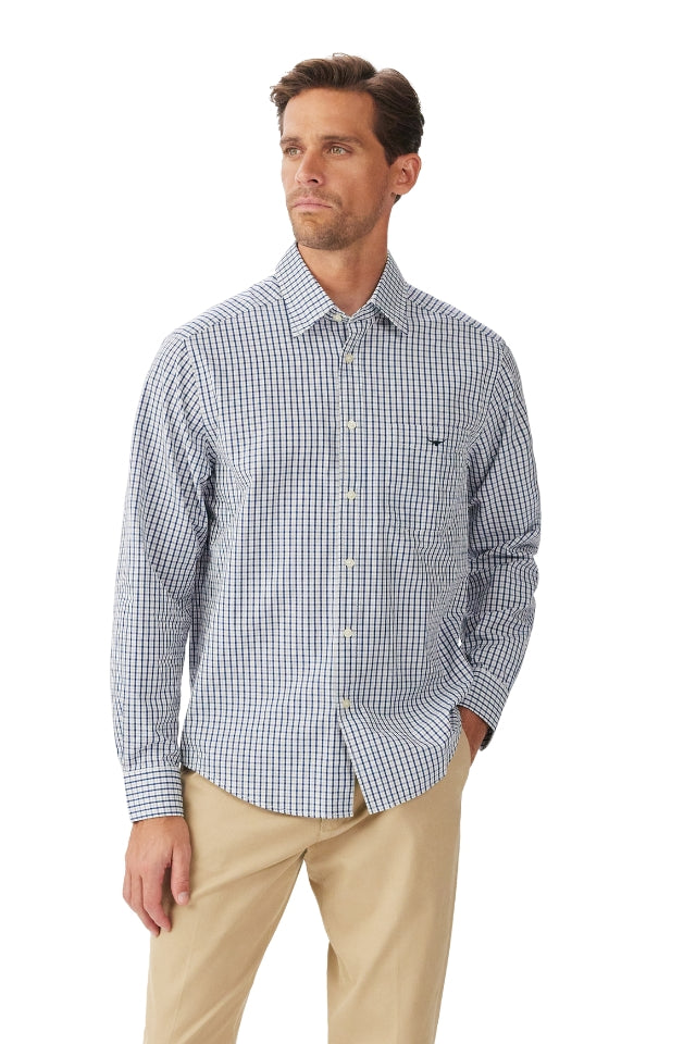 Augusta Classic Poplin Shirt - White/Blue