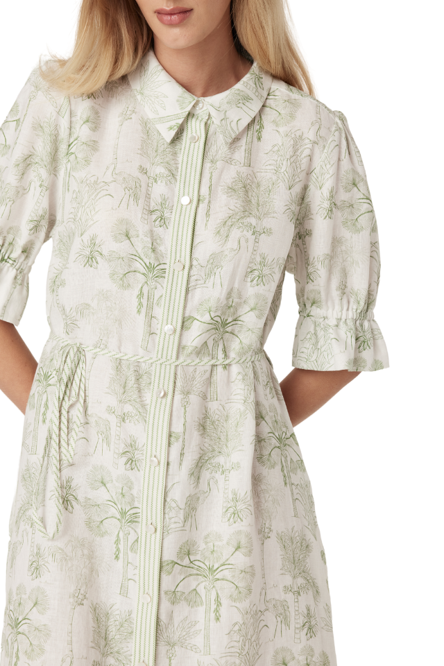 Avondale Linen Dress - Palm Print