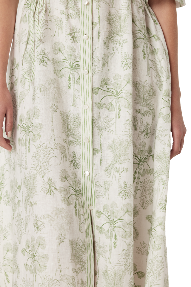 Avondale Linen Dress - Palm Print