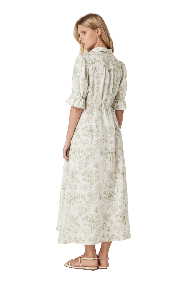 Avondale Linen Dress - Palm Print