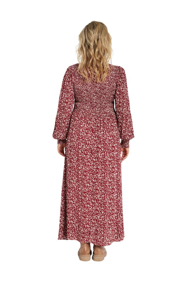 V-Neck Shirred Bodice Dress