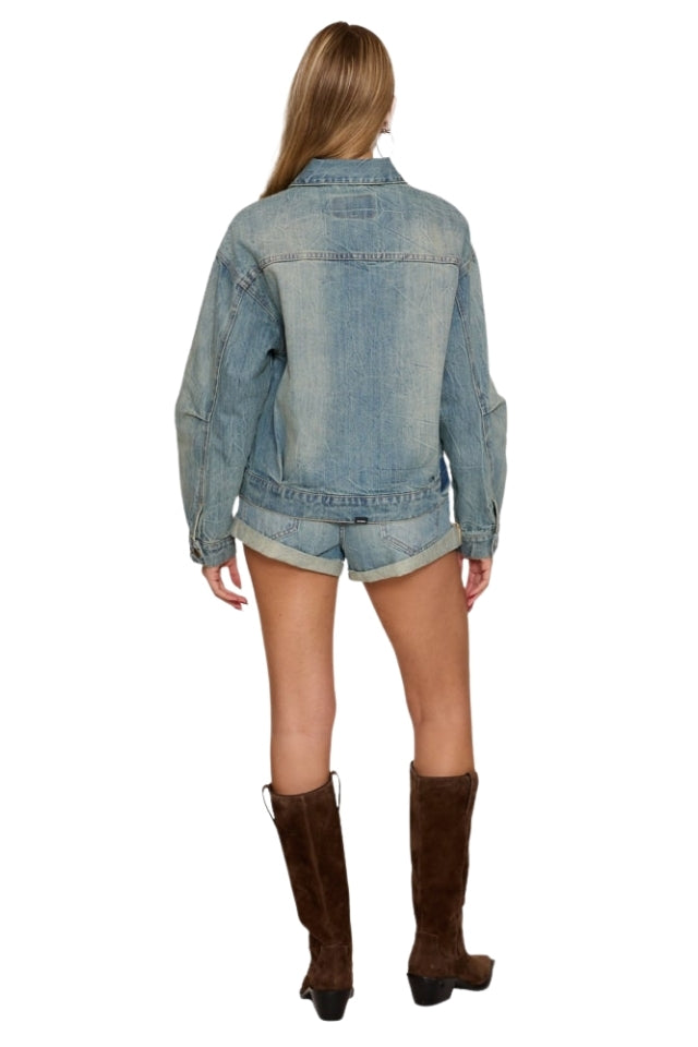 Billie Low Rise Baggy Jean - Dirty Crinkle Blue