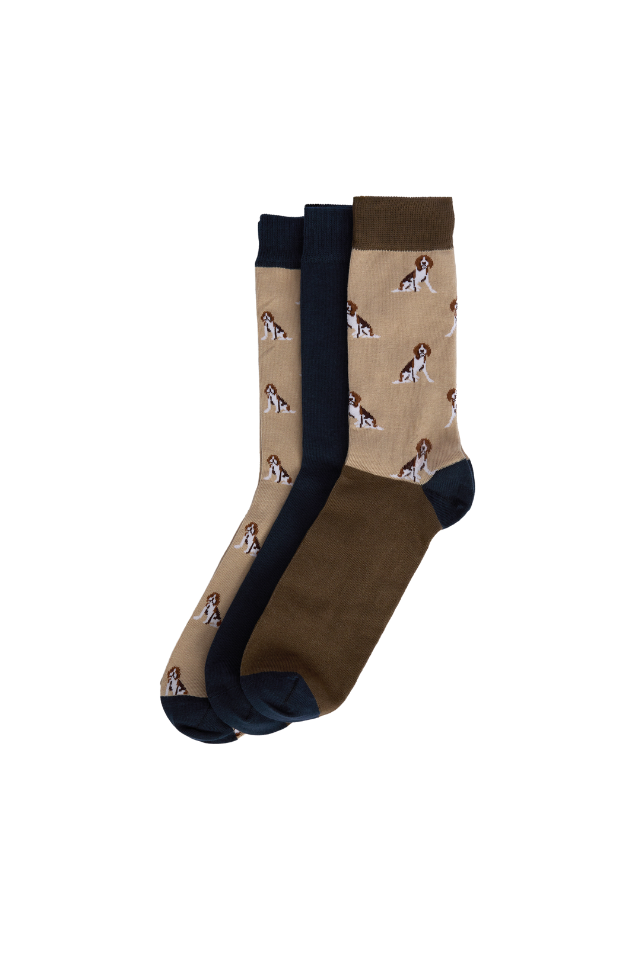 Beagle Dog Sock Set - Washed Stone