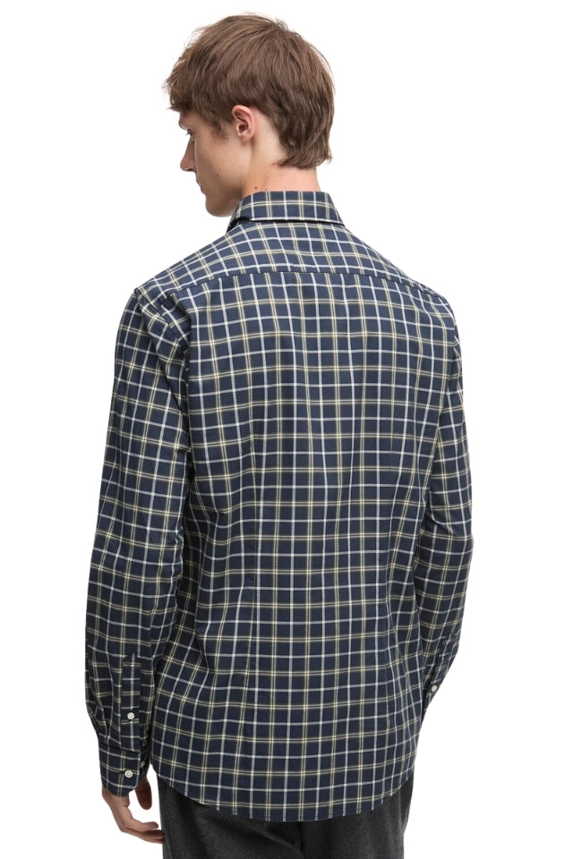 Bramham Checked Tailored Shirt - Navy