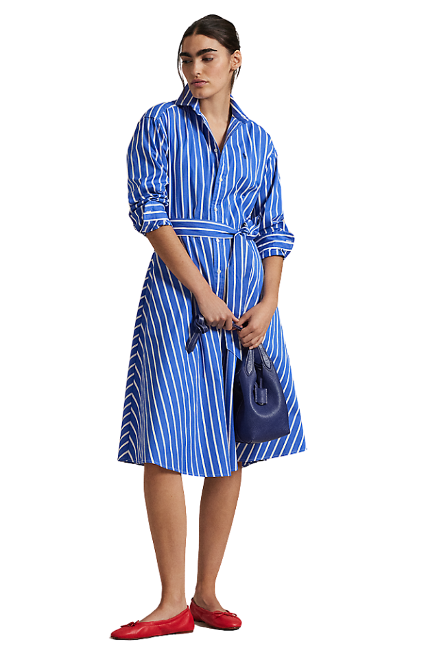Belted Striped Shirt Dress