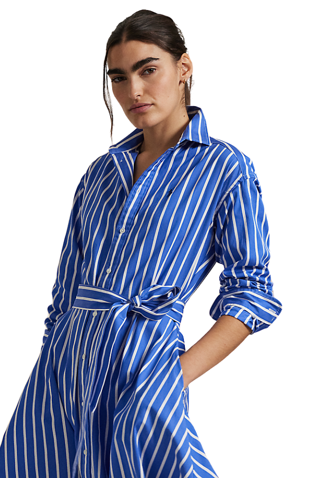Belted Striped Shirt Dress