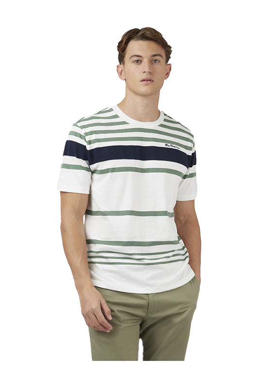 Ben Sherman Engineered Stripe Tee Snow White