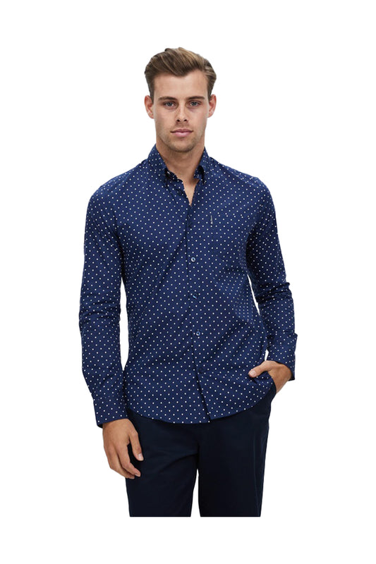 Ben Sherman Polka Dot Print Shirt Dark Navy