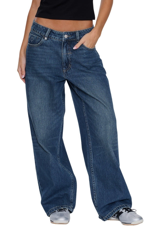 Billie Low Rise Baggy Killer Jean - Teal Blue Used