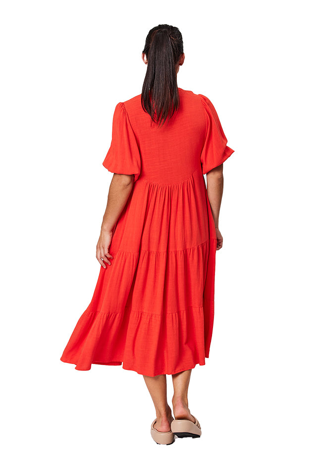 Blackstone BSB8710 Plain Tier Dress Tomato 