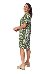 Blackstone BSJ8652 Floral Wedge Dress Green Fig