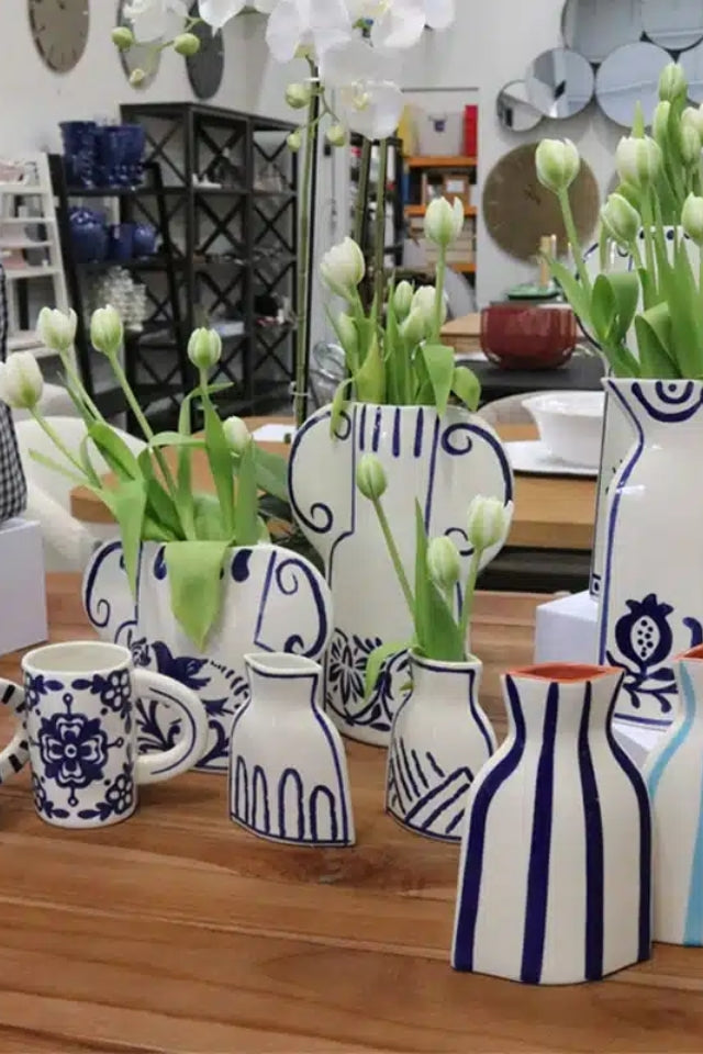 Basile Vase - White/Blue