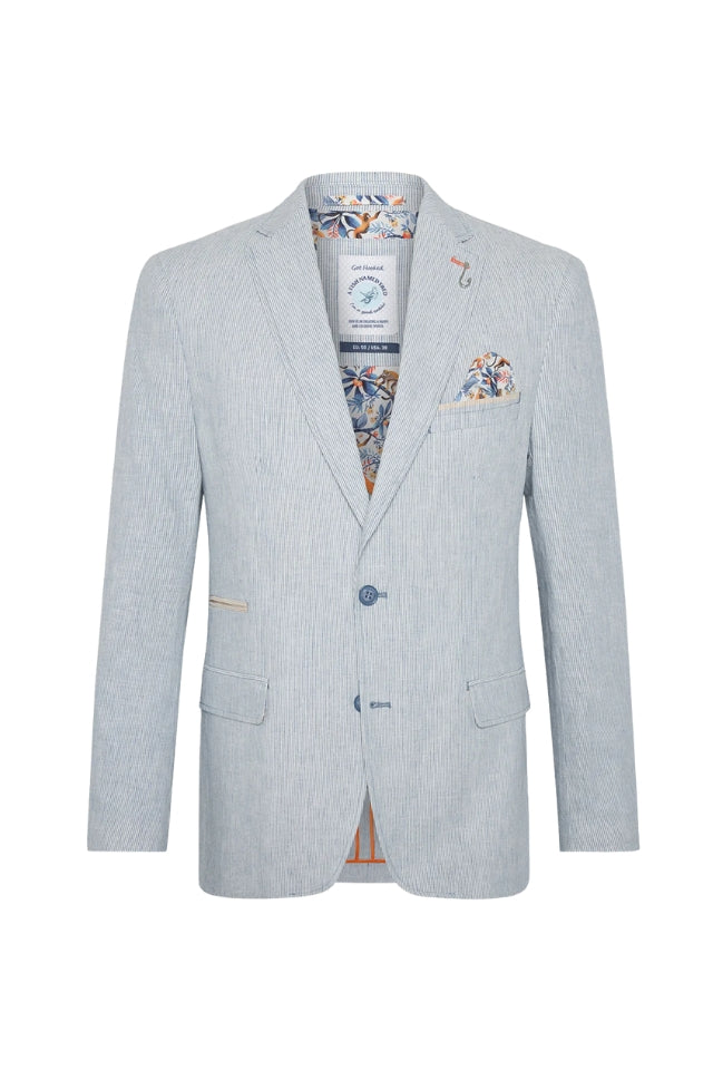 Linen Stripe Blazer - Light Blue