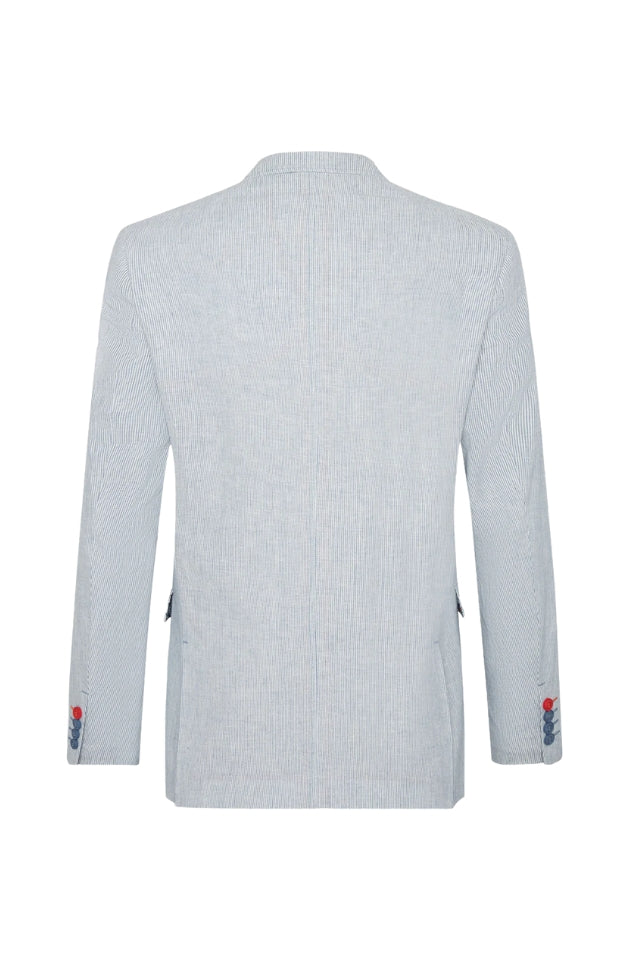 Linen Stripe Blazer - Light Blue