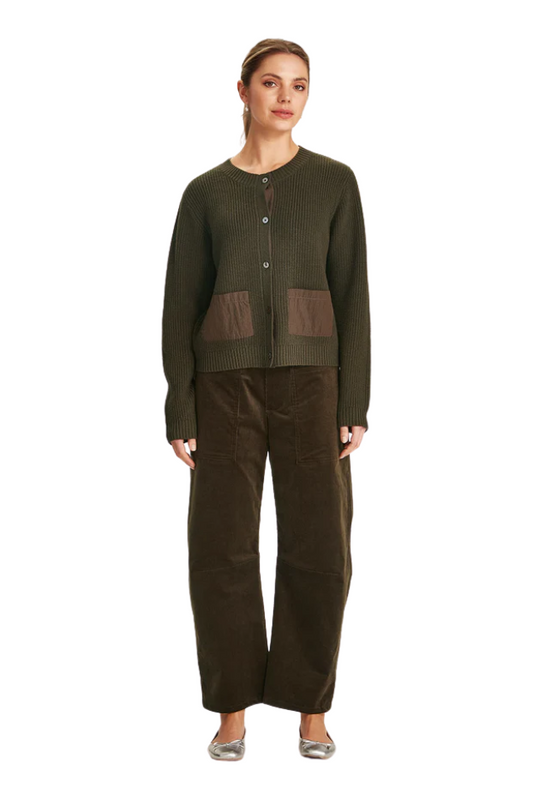 Bodo Ribbed Cardigan - Dark Moss