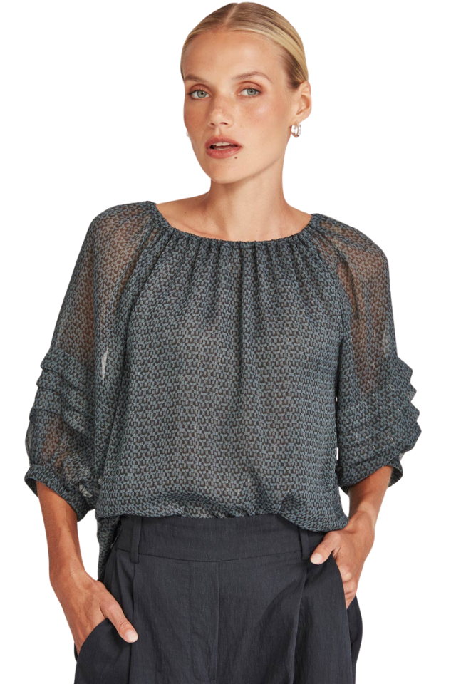 Bonita Blouse - Navy Print