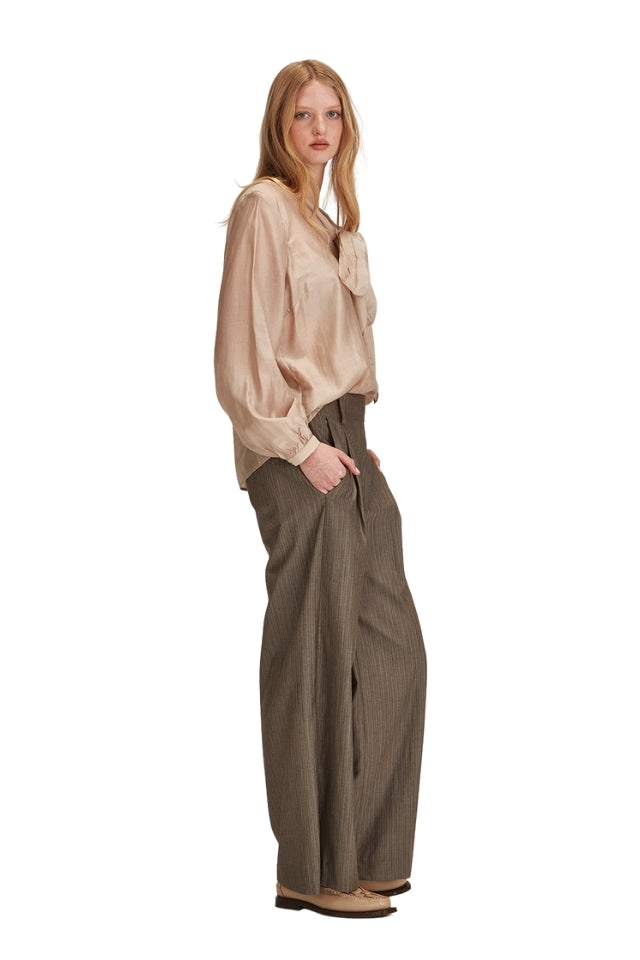 Brooke Stripe Pant - Taupe Stripe