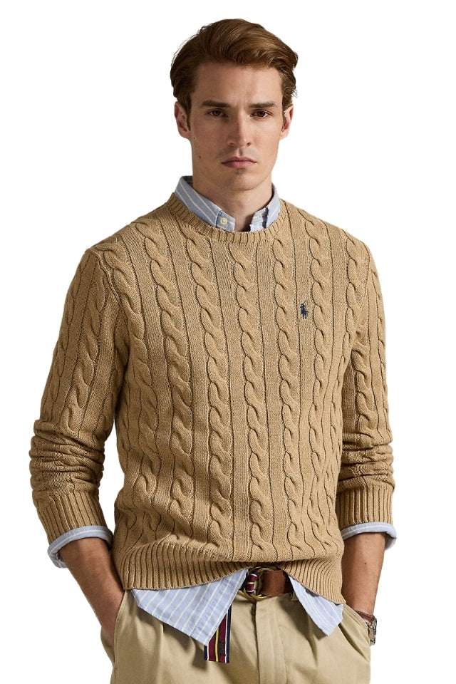 Cable-Knit Cotton Sweater - Brown