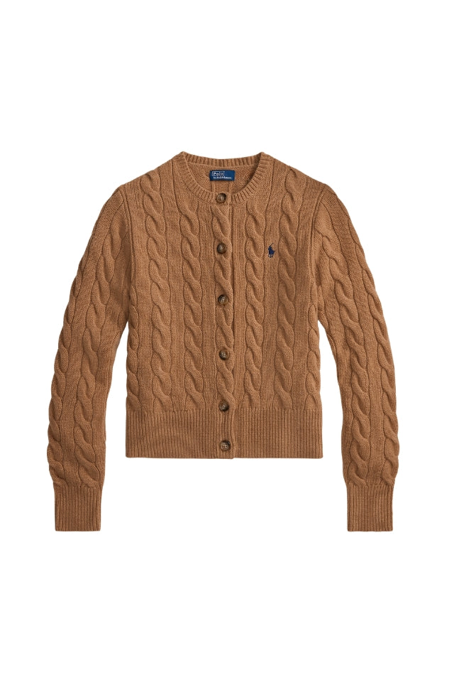 Cable-Knit Wool-Cashmere Cardigan - Medium Beige