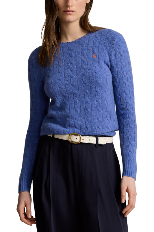 Cable Knit Cashmere Jumper - De Blue Heather