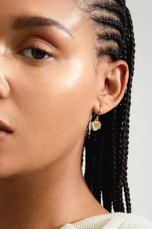 Callum Recycled Gold Plated Earrings - Crystal