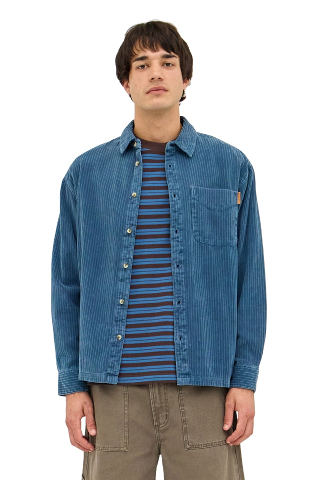 Campus Chunky Cord Long Sleeve Shirt - Washed Blue