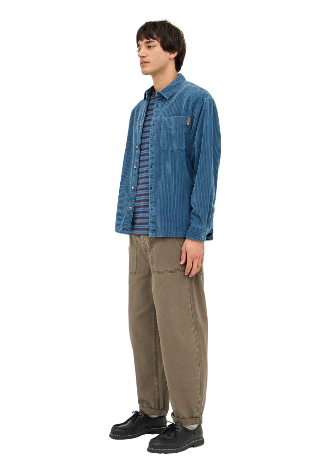 Campus Chunky Cord Long Sleeve Shirt - Washed Blue