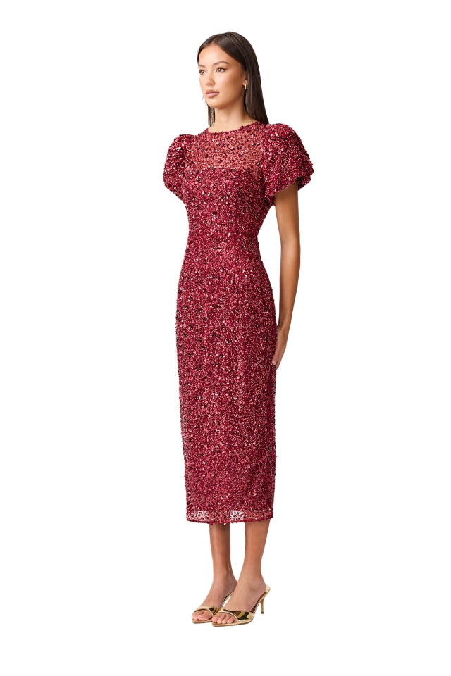Carmen Midi Dress - Berry