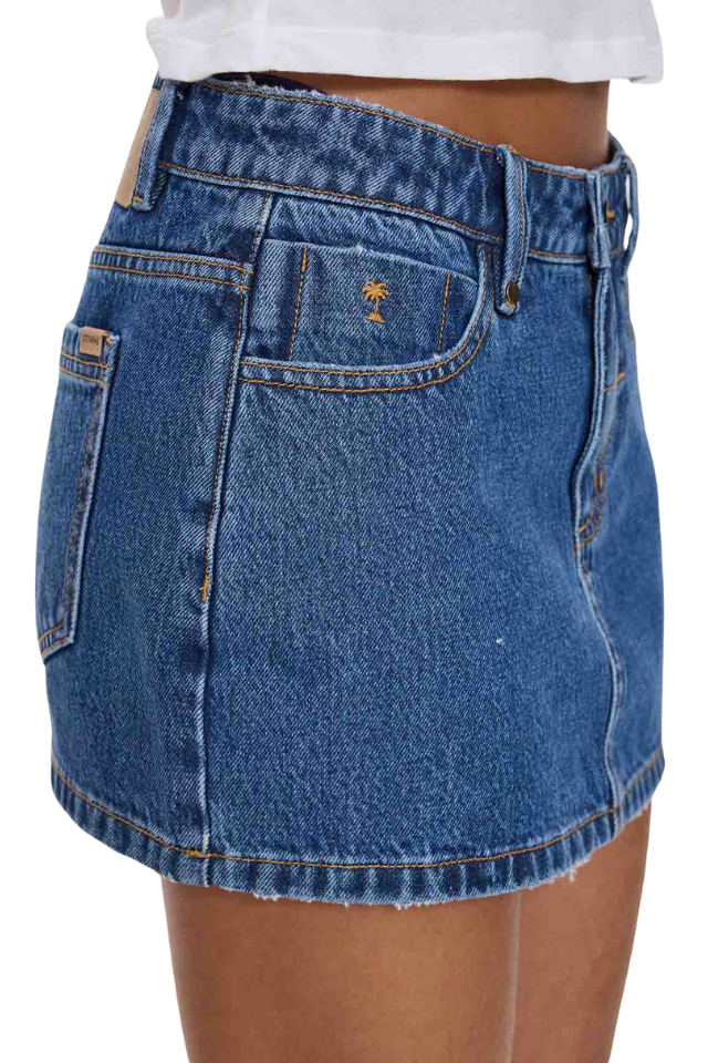 Carmen Mid Rise Micro Skirt - Deep Vintage Blue