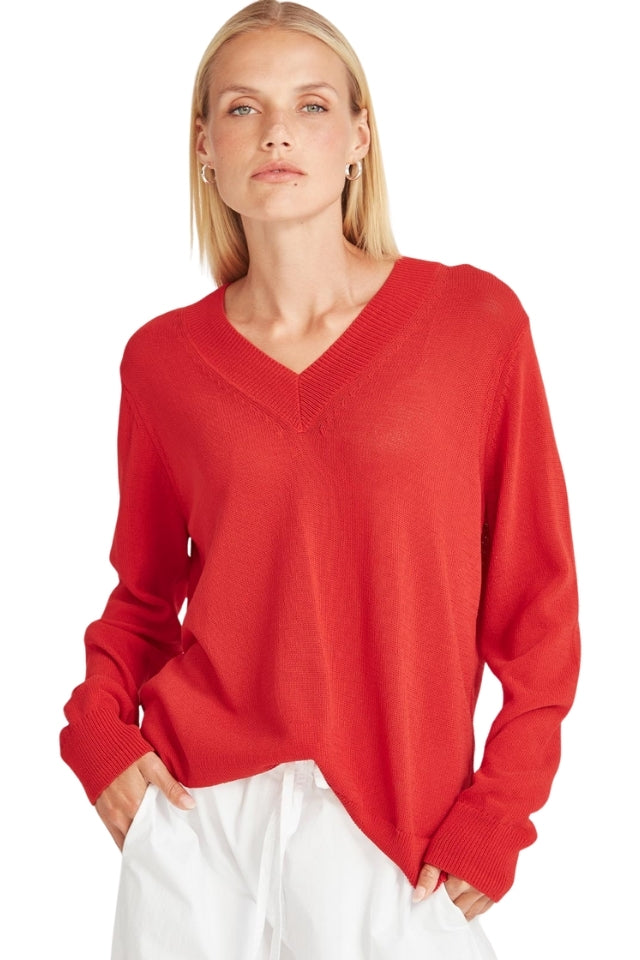 Carnival V Neck Sweater - Scarlet
