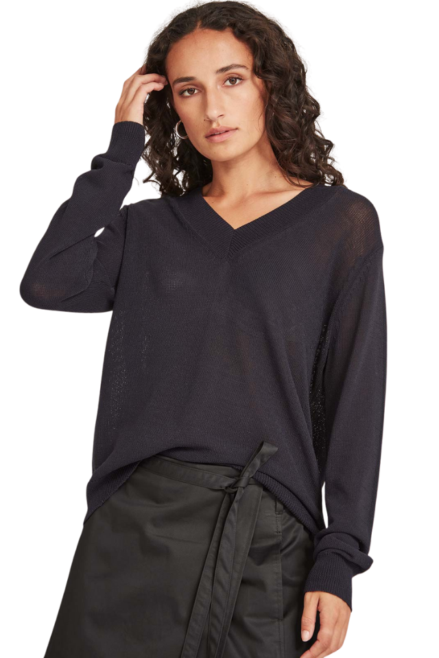 Carnival V Neck Sweater - French Navy
