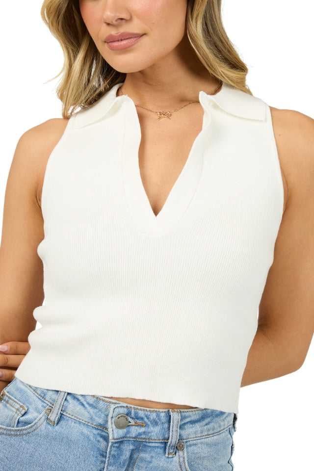 Carrie Knit Top - Vintage White