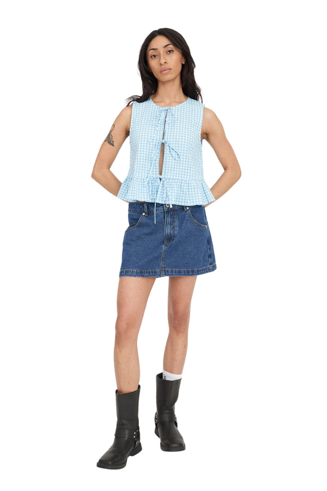 Catalina Bow Top - Blue/Chalk