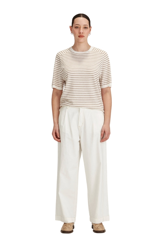 Cecilia Stripe Knit Tee - Snowflake/Oat