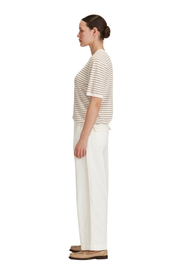 Cecilia Stripe Knit Tee - Snowflake/Oat