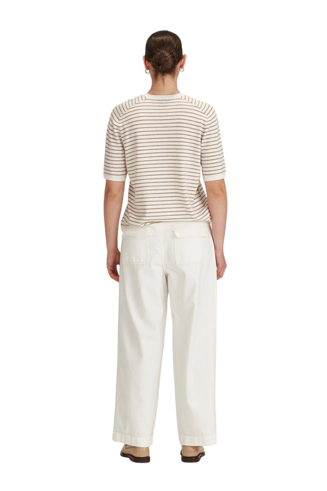 Cecilia Stripe Knit Tee - Snowflake/Oat