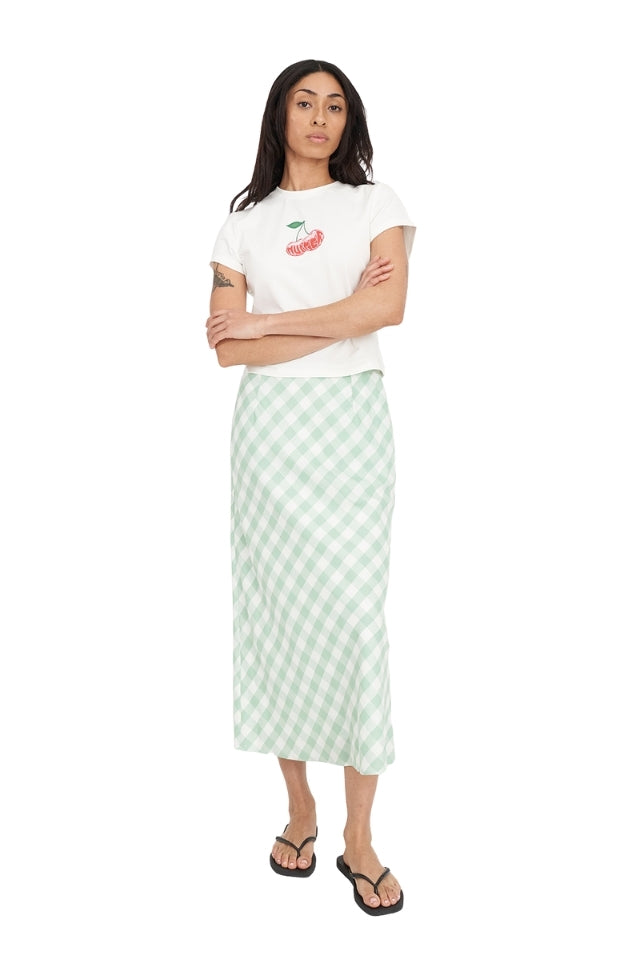 Celine Lila Midi Skirt - Matcha/Chalk