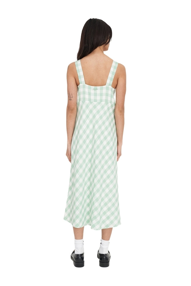 Celine Tie Midi Dress - Matcha/Chalk