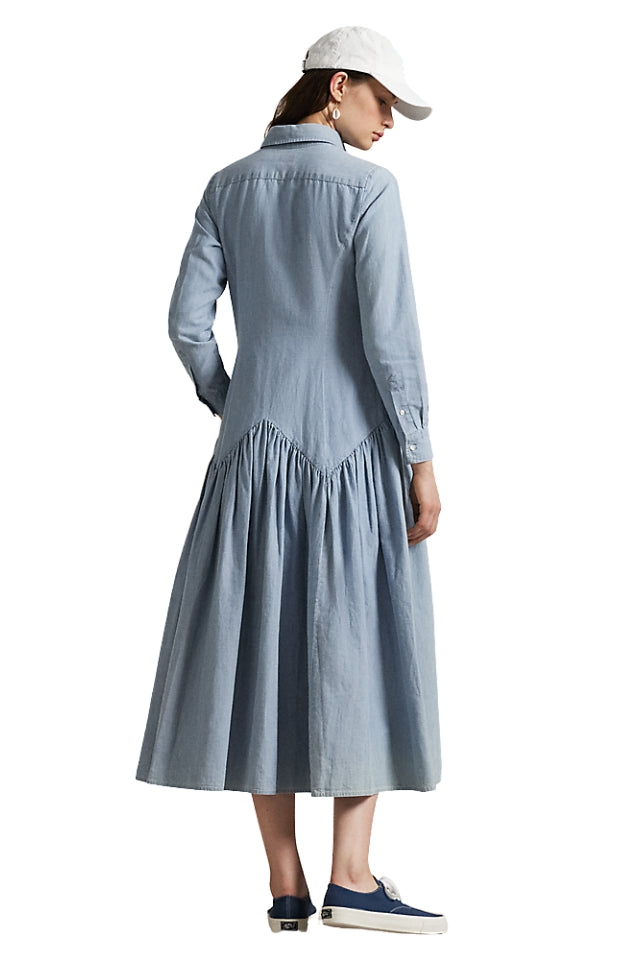 Chambray Shirt Dress - Blue