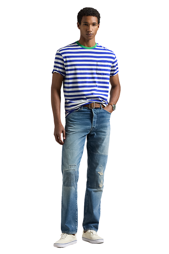 Classic Fit Striped Jersey T-Shirt - Blue Saturn Multi