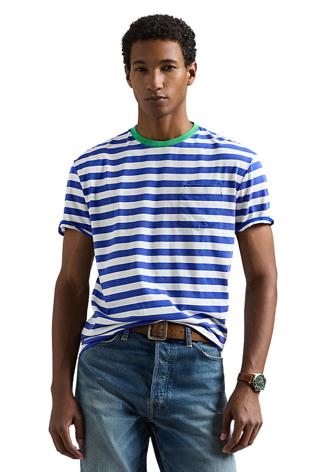 Classic Fit Striped Jersey T-Shirt - Blue Saturn Multi