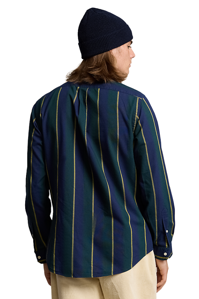 Classic Fit Striped Oxford Shirt -Navy/Green