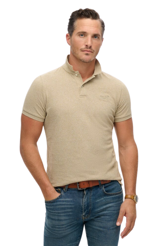 Classic Pique Polo - Tan Brown Marle Fleck