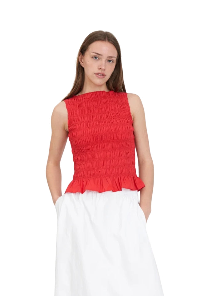 Gigi Shirred Top - Poppy