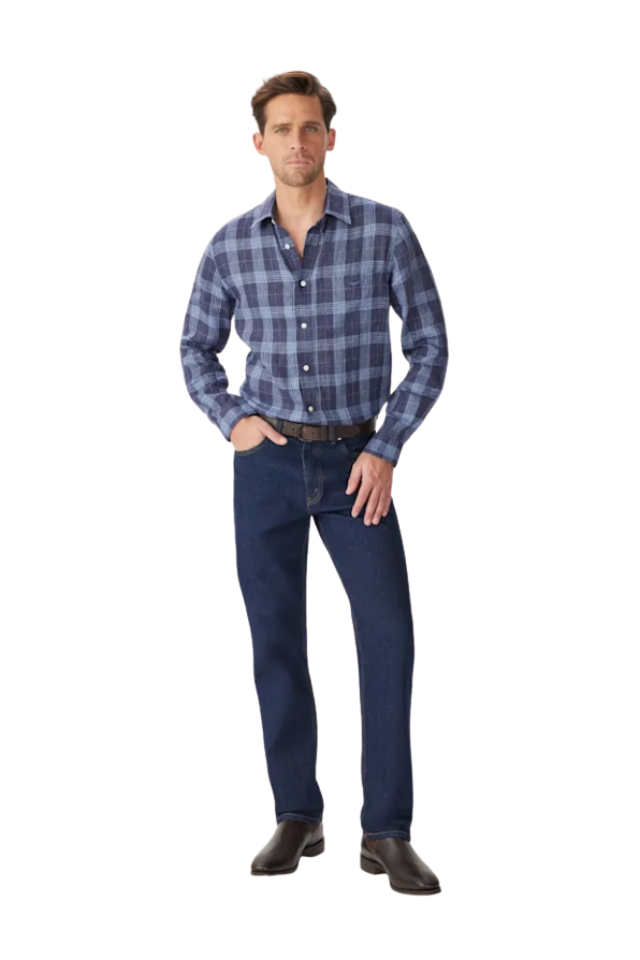 Robe Regular Linen Shirt - Navy Blue