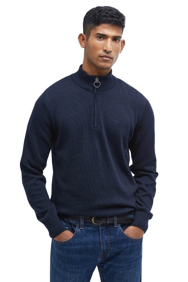 Cotton Half Zip Knitted Jumper