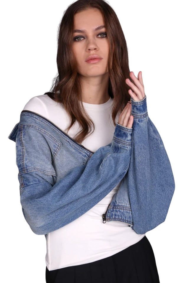 Denim Crop Jacket - Vintage Blue