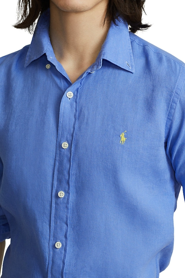 Custom Fit Linen Shirt - Bright Blue
