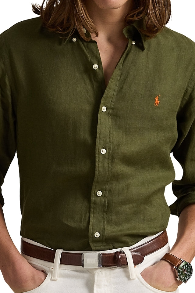 Custom Fit Linen Shirt - New Olive