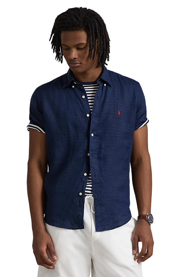 Custom Fit Linen Shirt - Newport Navy